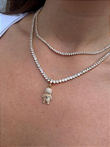 Pingente menino cravejado aqua marinho