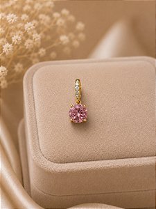 Pingente redondo DOU rosa quartz