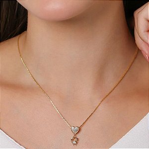 Conjunto pingente coração e menina