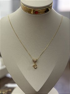 Conjunto pingente coração e menino