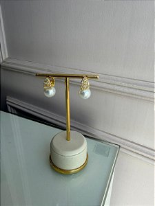 Brinco cristais pérola