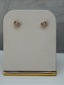 Brinco coração cravejado dourado