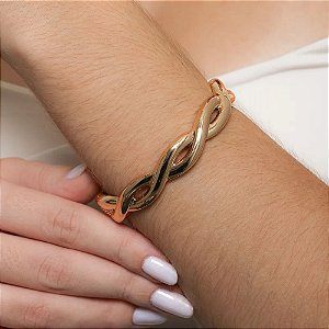 Bracelete trançado liso dourado