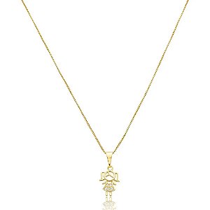 Colar menina cravejada dourado
