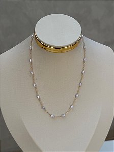 Choker pérola dourado