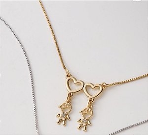 Colar coração 2 meninos dou