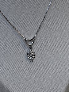 Colar coração menina branco