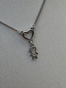 Colar coração menino branco