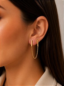 Brinco corrente liso dourado