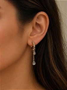 Brinco argola com gota dourado