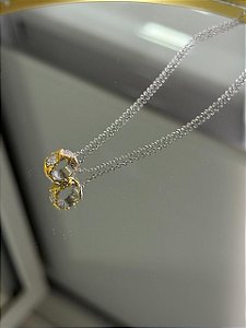 Colar anel x micro zircônia bicolor