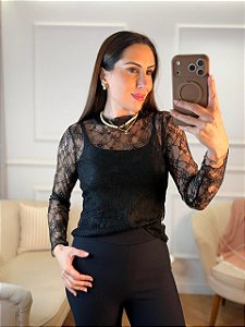 Blusa tule rendada