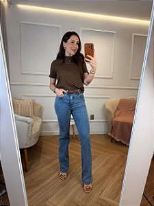 Calça jeans reta com lycra Pompéia