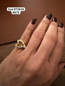 Anel dedinho coração dourado