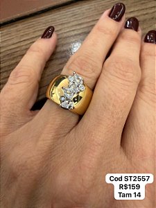 Anel bicolor com zircônias