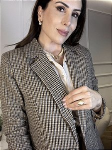 Blazer acinturado pied poule Diana