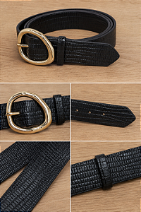 Cinto feminino croco fivela orgânica