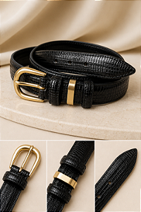 Cinto feminino croco fivela oval