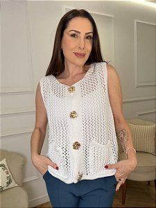 Colete tricô flor Marie