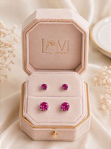 Dupla de brincos crav. pink branco