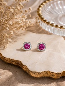 Brinco crav. pink branco