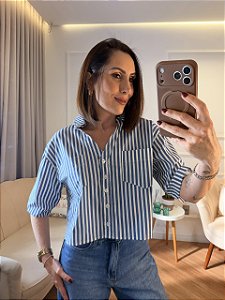 Camisa curta ampla listrada