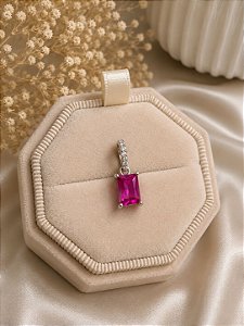 Pingente retangular pink branco