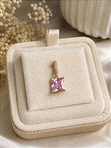 Pingente quadrado rosa dourado