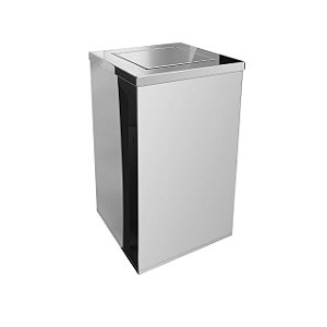 Lixeira Quadrada Em Aço Inox Com Tampa Vai-Vem 50L - QI2