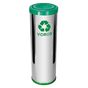 Lixeira em Aço Inox com Tampa Meia Esfera Plastica 30L - C42