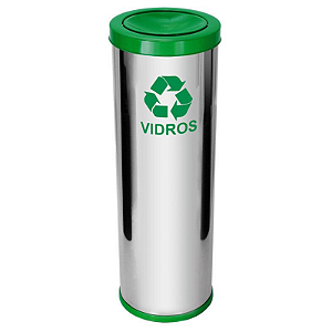 Lixeira em Aço Inox com Tampa Meia Esfera Pintada 30L - C27