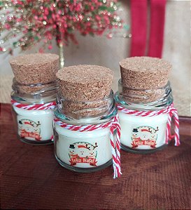 Kit de 3 Mini Velas PAPAI NOEL em Vidro e Tampa de Cortiça de Natal