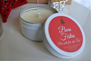 Vela Aromática de Natal, 90g, Cera Vegetal, Pote Branco