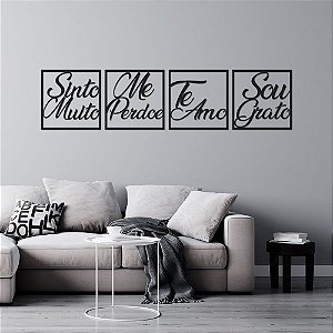 Conjunto de Quadros Sinto Muito, Me Perdoe, Te Amo e Sou Grato