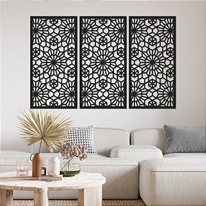 Conjunto de Painéis Decorativos - Vitral Geométrico