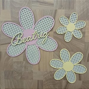 CONJUNTO ENFEITE FLORES PALHA INDIANA