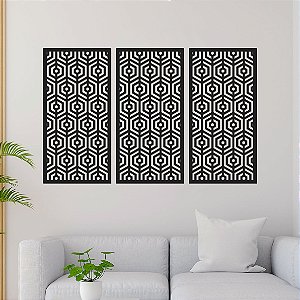Conjunto de Painéis Decorativos - Arte Retrô - Hexágonos