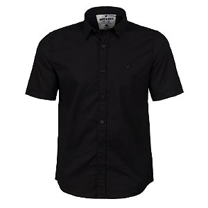 Camisa Masculina Lisa Manga Curta Made in Mato Preta