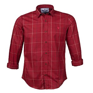 Camisa Masculina Xadrez Manga Longa Made in Mato Vermelha