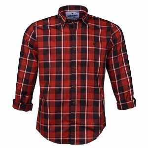 Camisa Masculina Xadrez Manga Longa Made in Mato Vermelho
