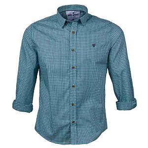 Camisa Masculina Xadrez Manga Longa Made in Mato Azul