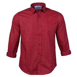 Camisa Masculina Xadrez Manga Longa Made in Mato Vermelha
