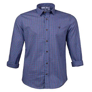 Camisa Masculina Xadrez Manga Longa Made in Mato Azul