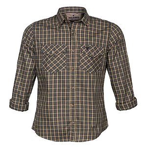 Camisa Masculina Xadrez Manga Longa Made in Mato Kaki
