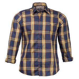 Camisa Masculina Xadrez Manga Longa Made in Mato Amarela