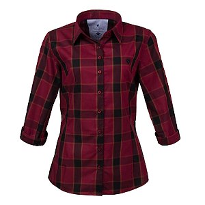 Camisa Feminina Xadrez Manga Longa Made in Mato Vermelha