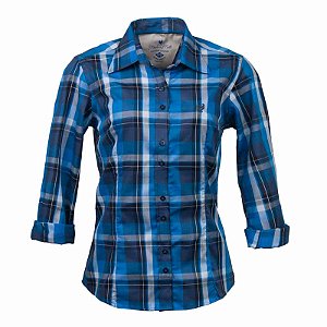 Camisa Feminina Xadrez Manga Longa Made in Mato Azul