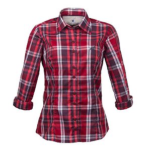 Camisa Feminina Xadrez Manga Longa Made in Mato Vermelha