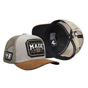 Boné Infantil Trucker Made in Mato Badge Bege