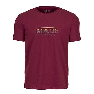 Camiseta Estampada Masculina Made in Mato Horn Bordô